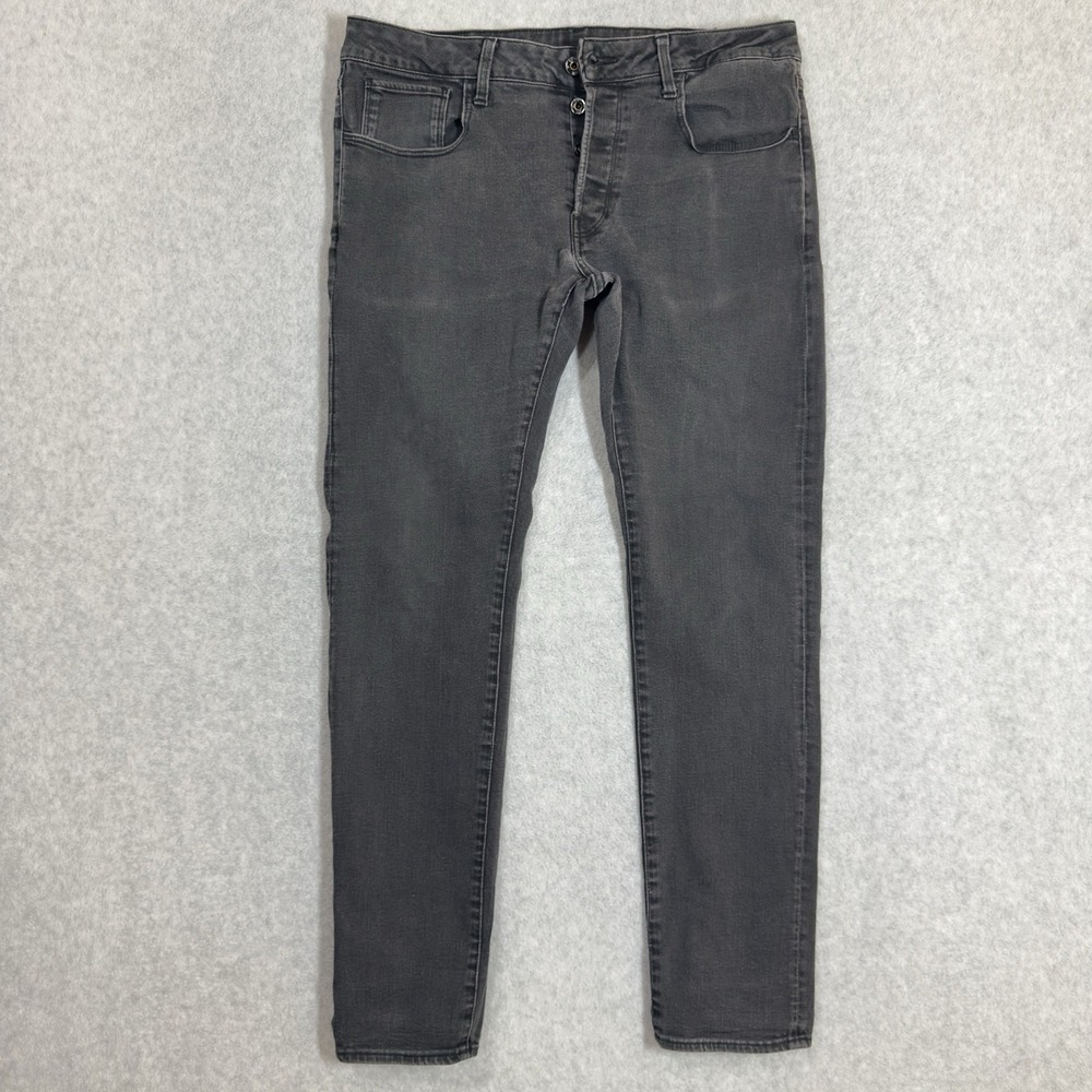 G‎ Star Raw Jeans Mens 34x32 Black 3301 Deconstructed Slim Stretch Denim Faded